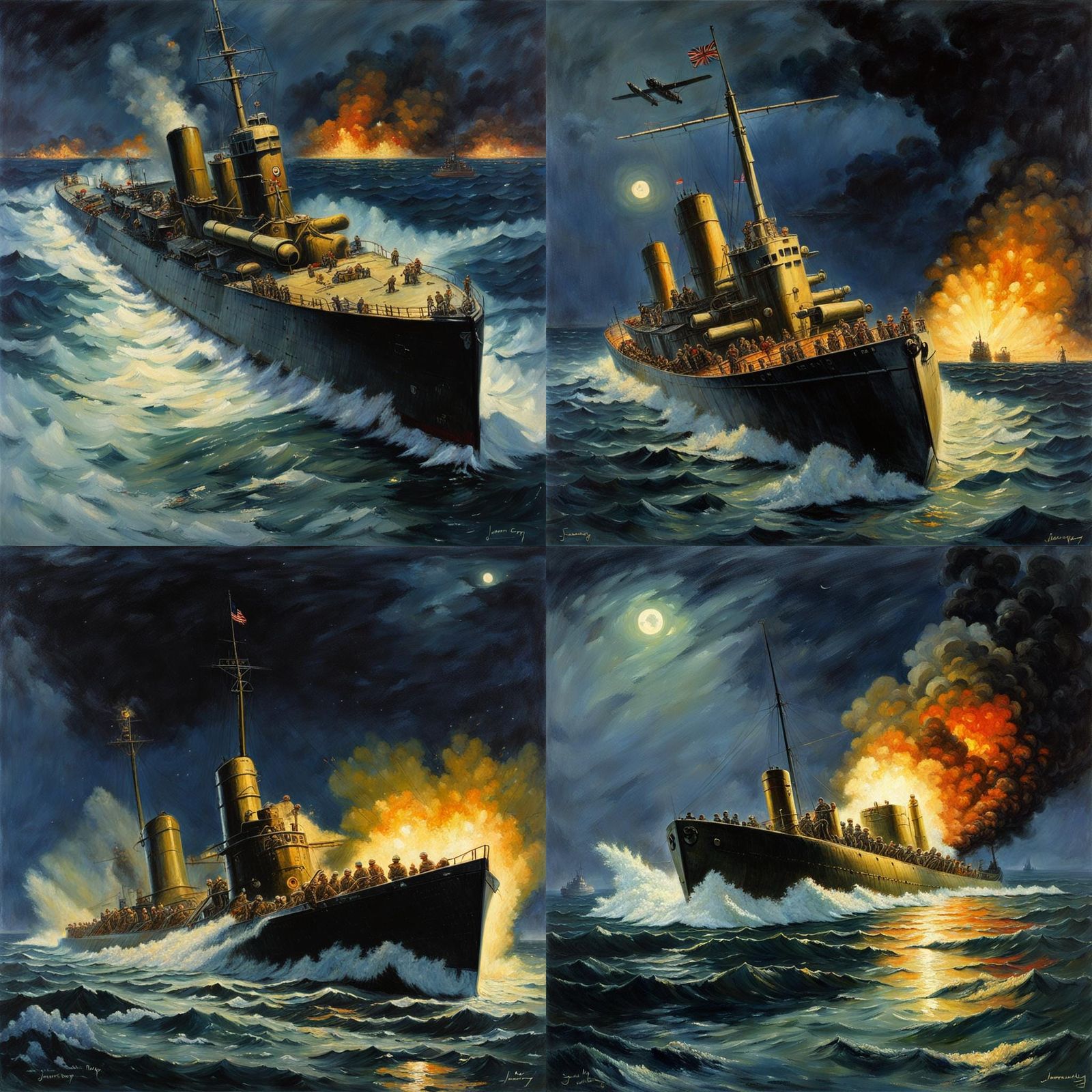 Cruise Ship Sinking: Oil Painting