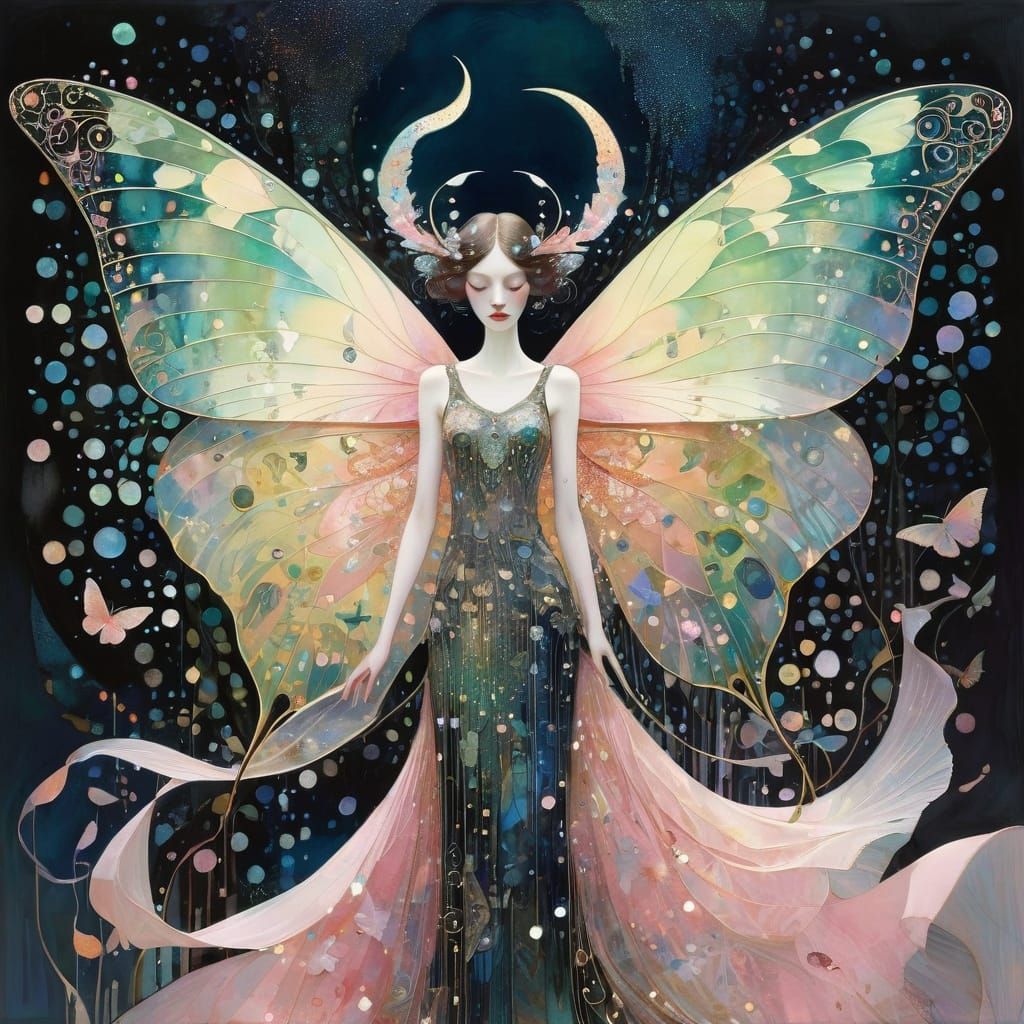 Enchanted Luna Moth in a Dreamy Celestial Realm