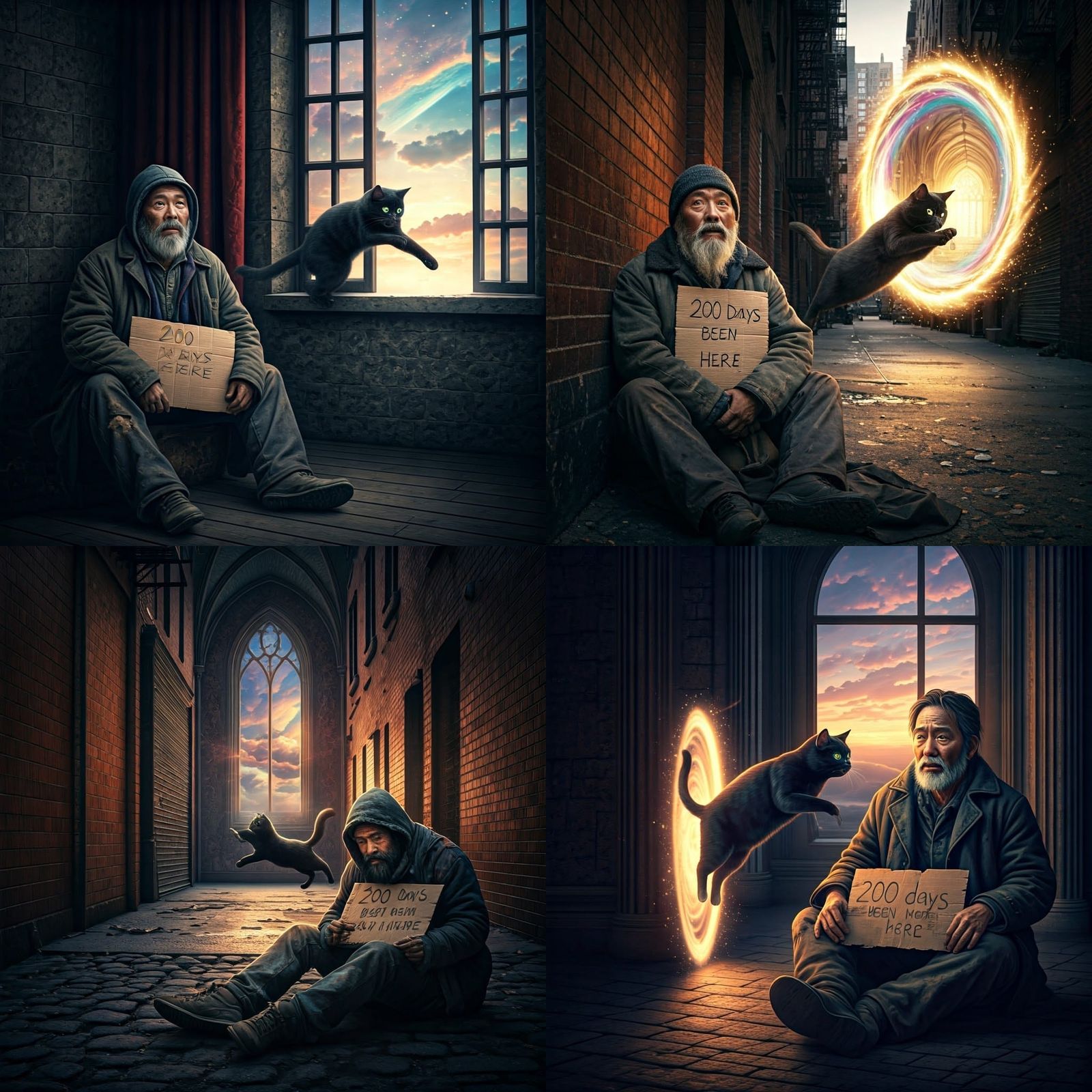 Homeless Man and Cat Portal in New York