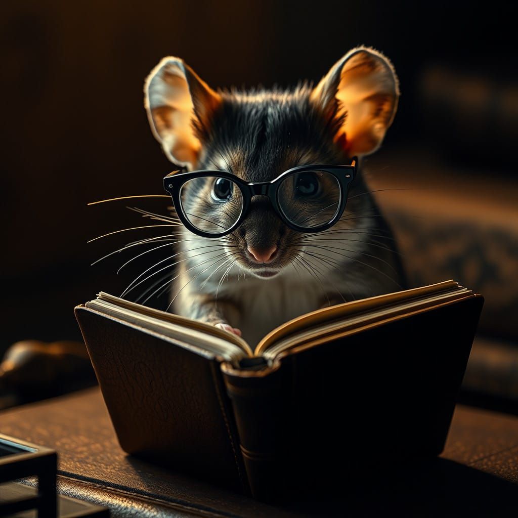 Mouse in Intimate Study with Hyperrealistic Details