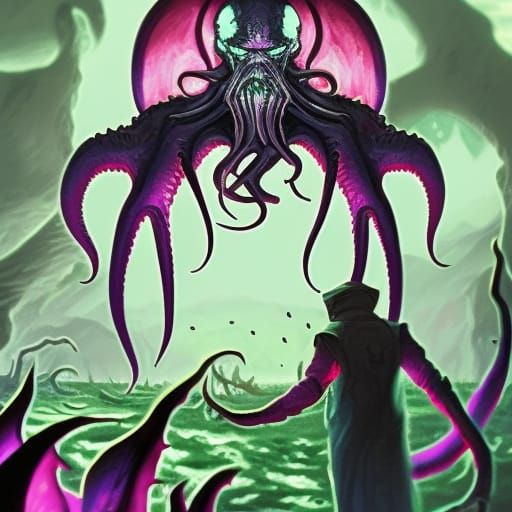 Eerie Cthulhu Cultist in Dark Fantasy Art