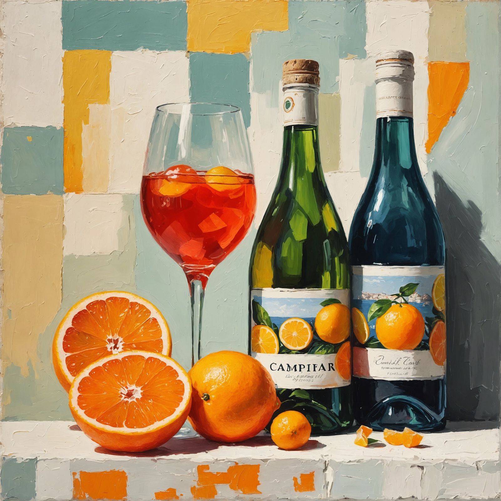 Amalfi coast, campari spritz, italian citrus fruit still lif...