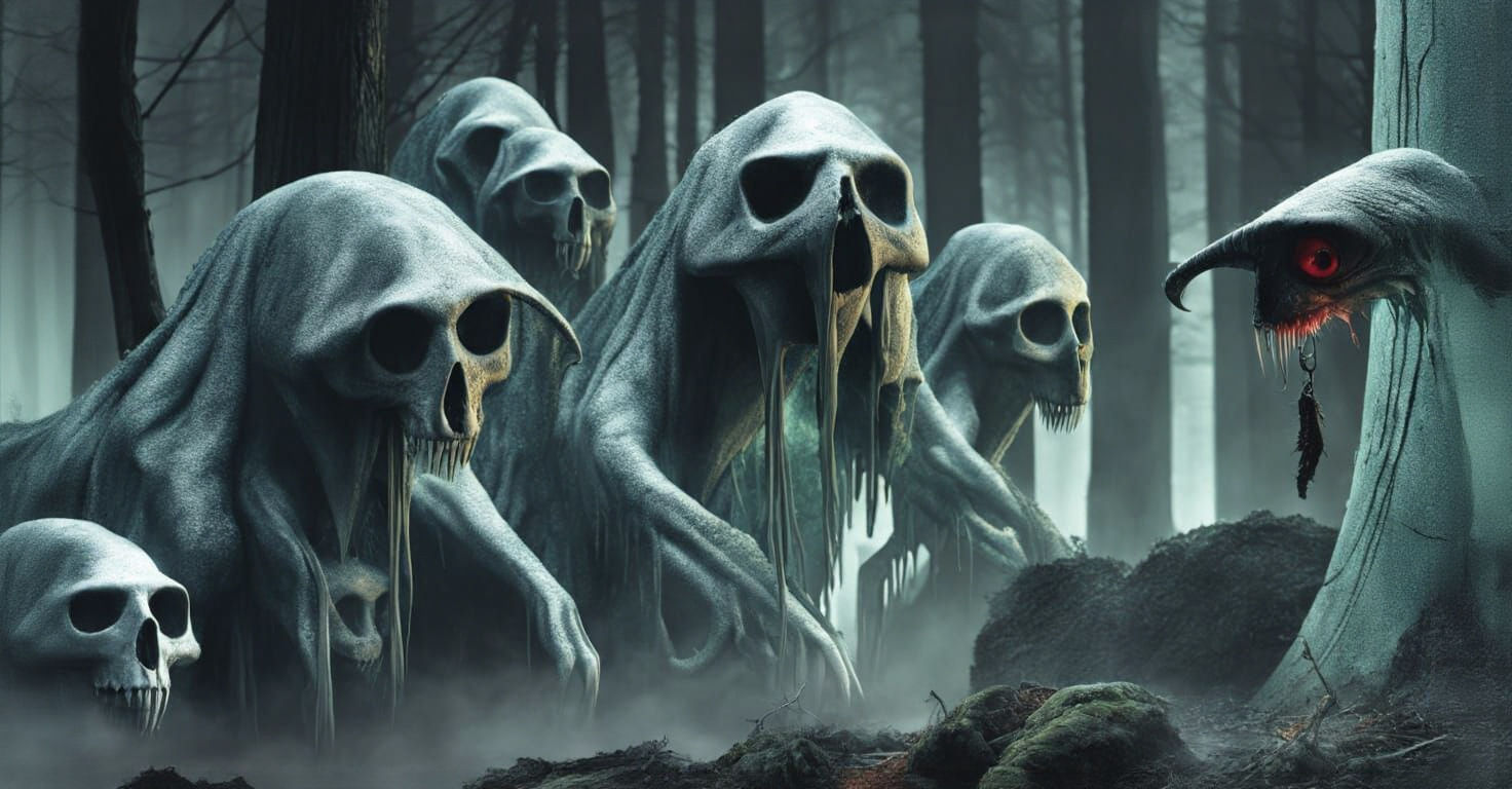 Ouroboros in Volumetric Forest Lighting as 1900s Photograph