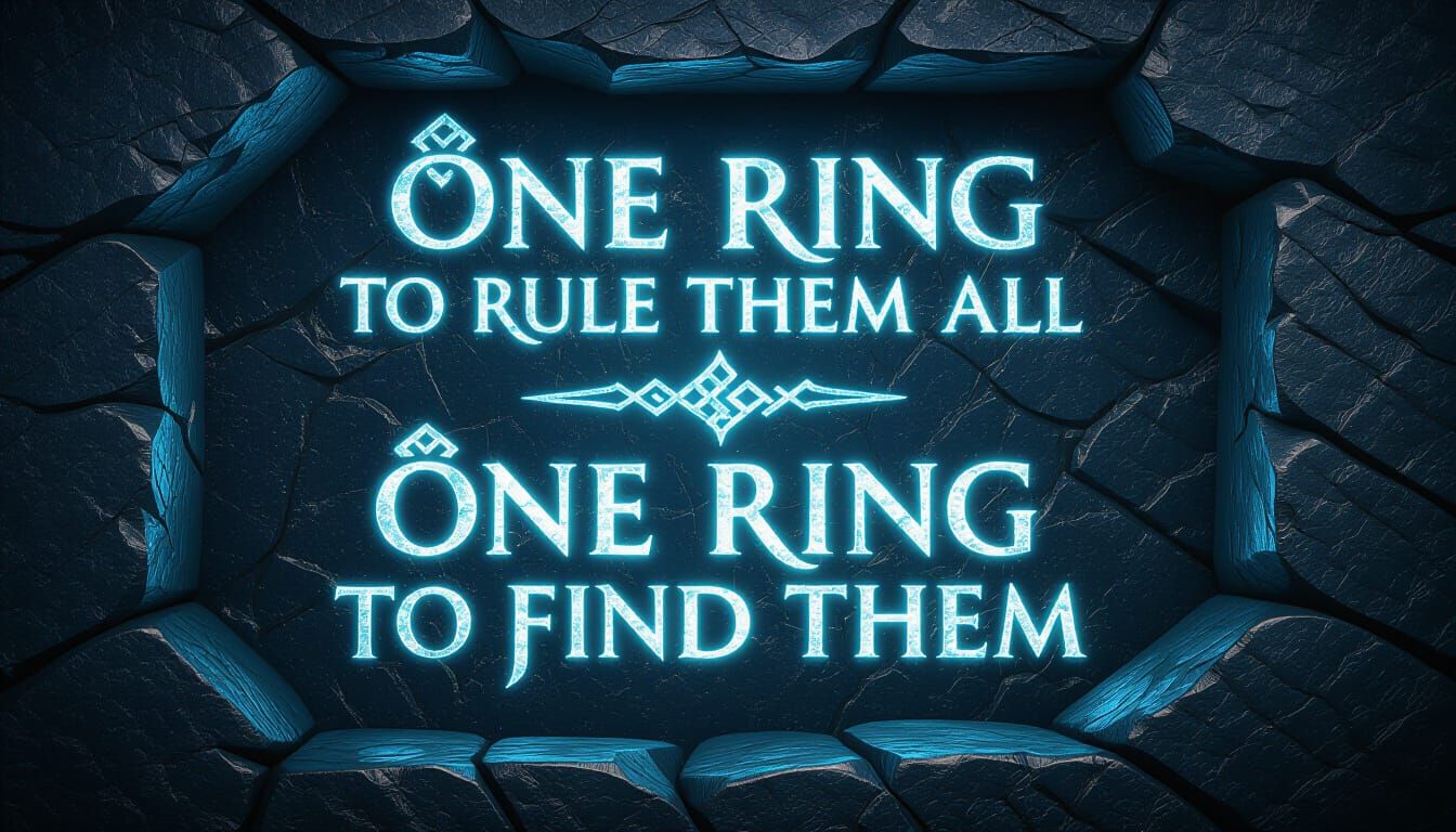 Glowing Fantasy Runes Carved in Ancient Rock