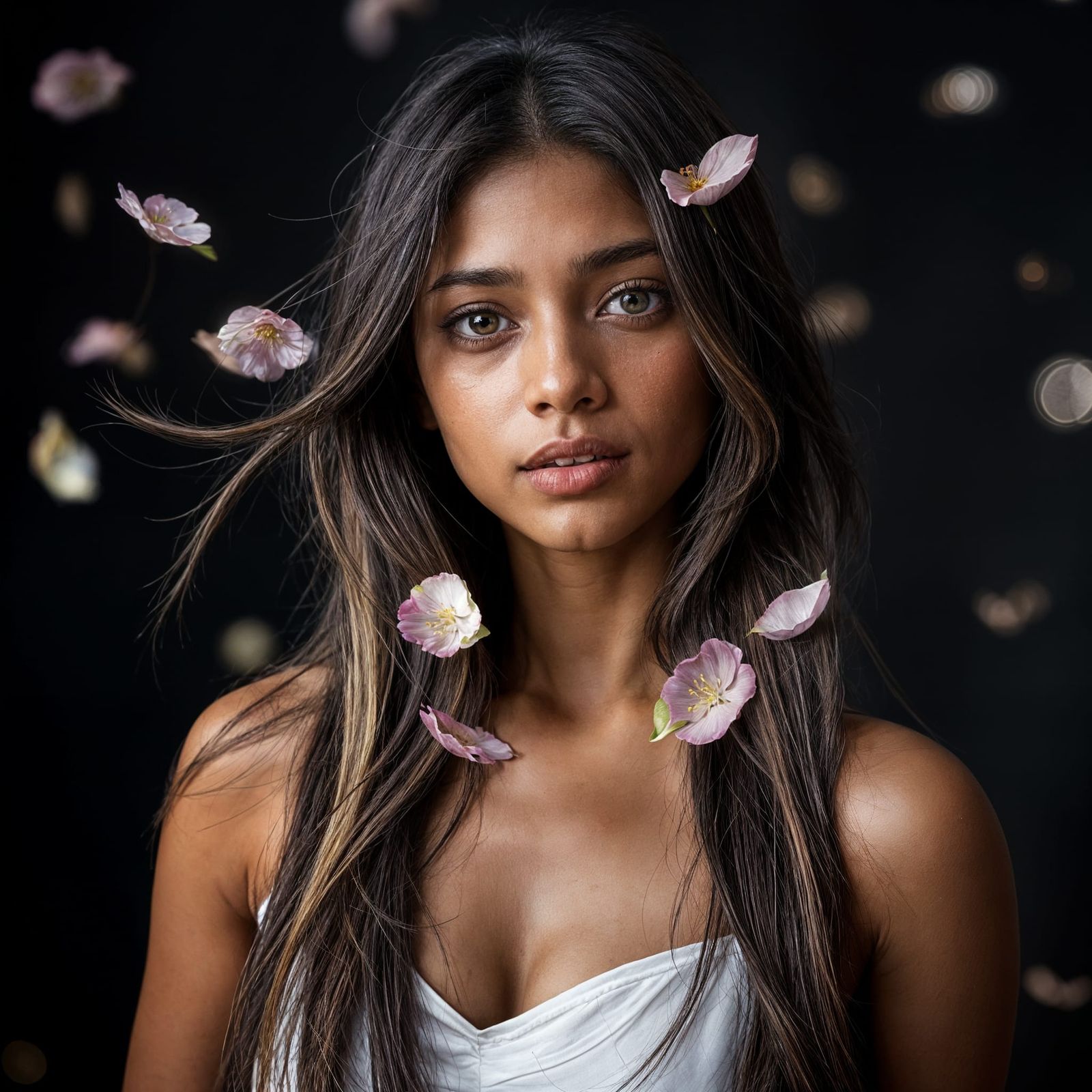 Photorealistic Portrait of a Sri Lankan Woman with Cherry Bl...