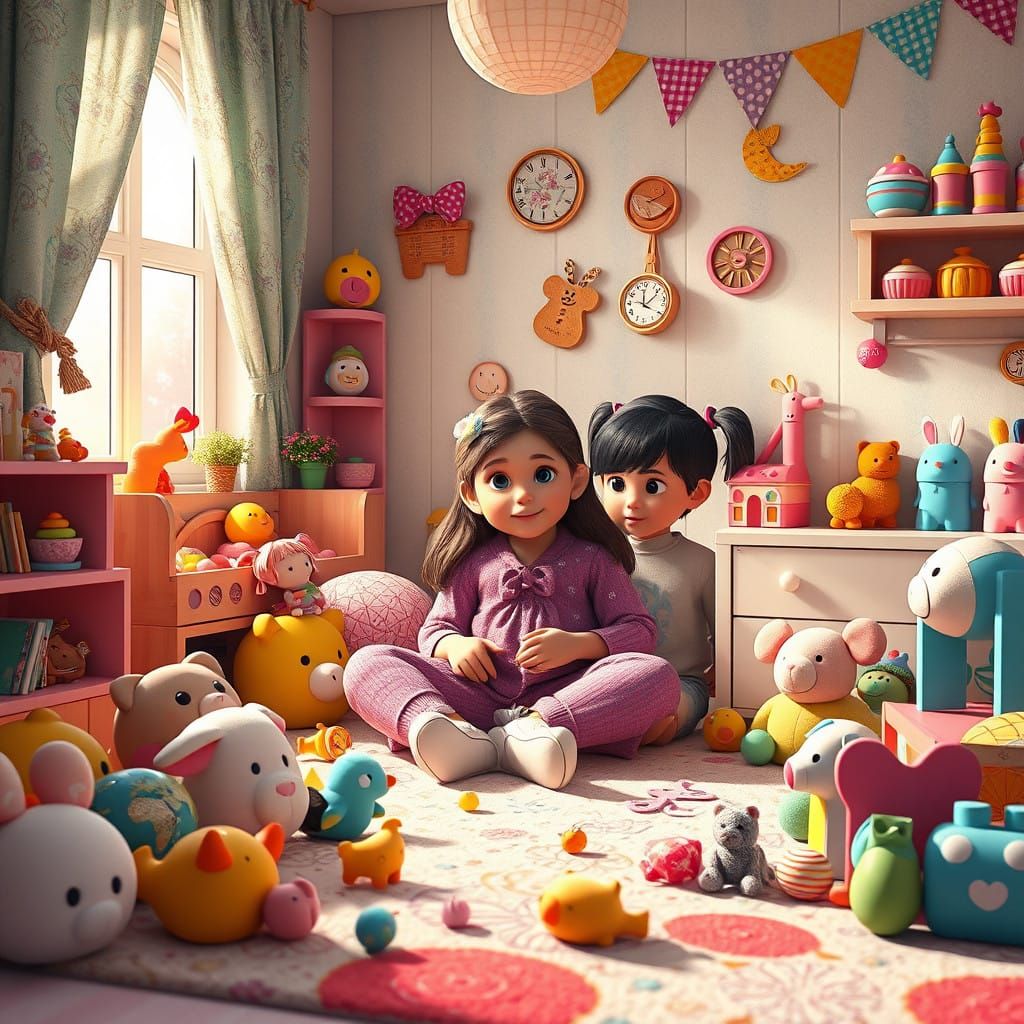 Whimsical Childhood Wonderland Scene in Fantasy Concept Art...