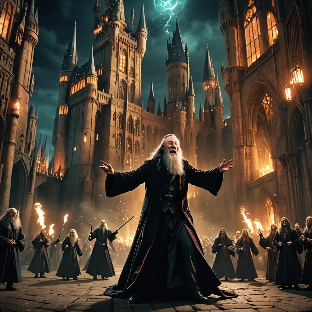 Dramatic Wizard's Fall from Tower in Dark Fantasy Style