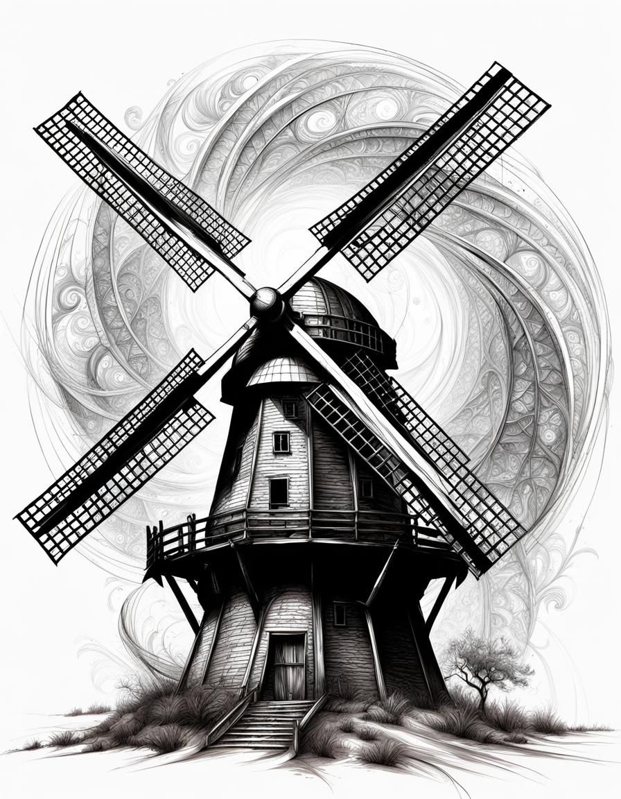 Windmill in Luis Royo Style with Fractal Elements