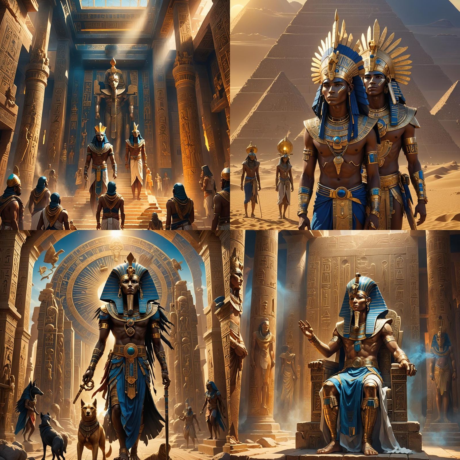 Pharaonic Gods in Detailed Matte Painting