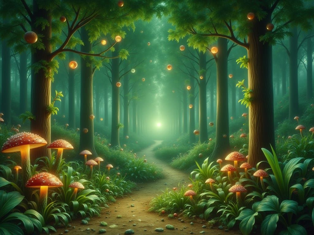 Enchanted Forest Path in Moonlight