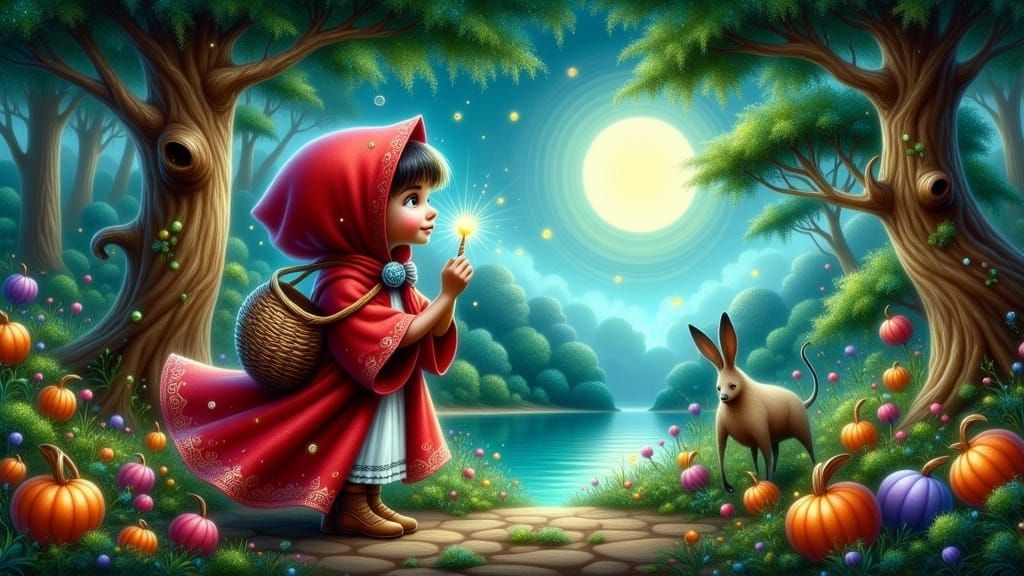 Red Riding Hood Casting a Spell in Disney Style