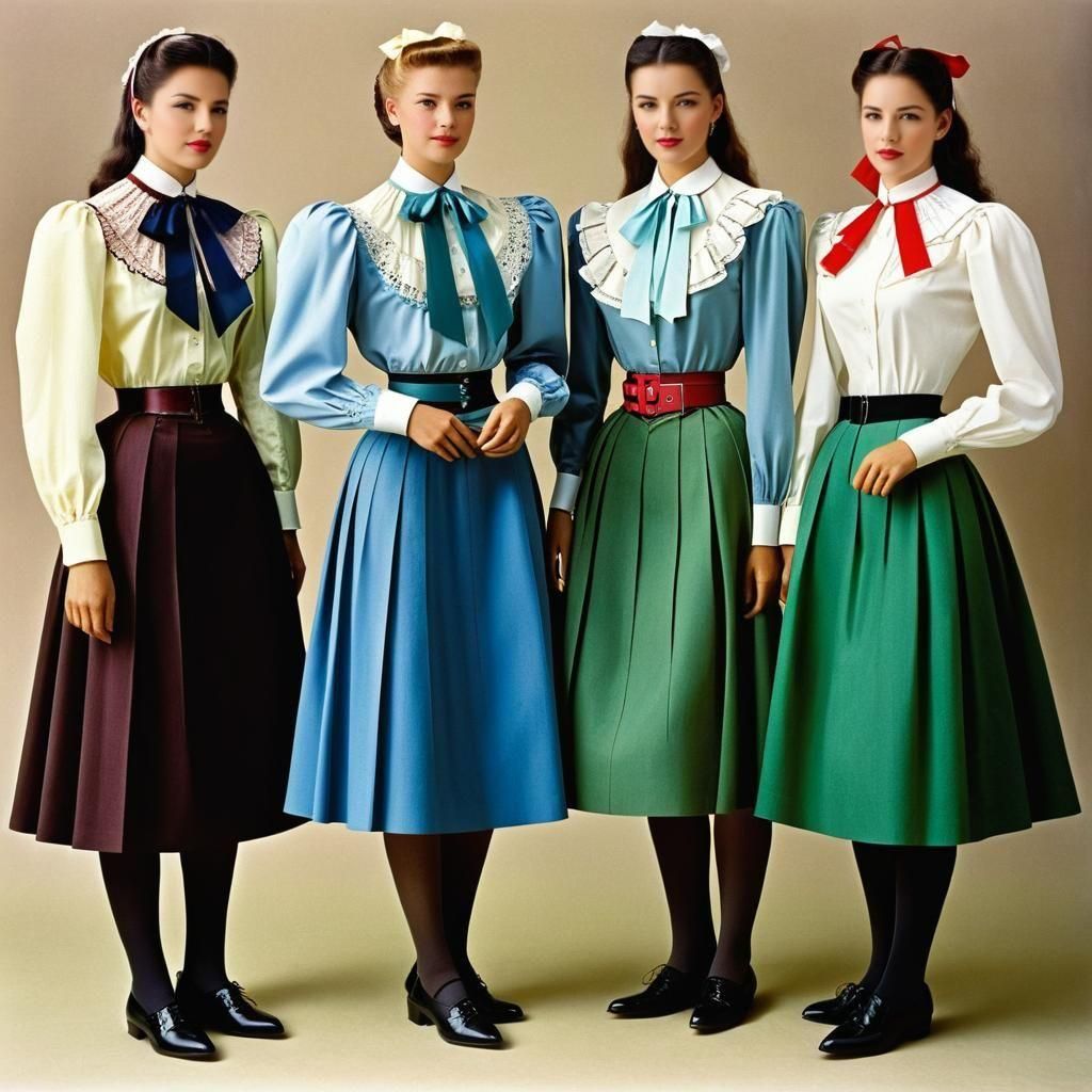 Vintage Women's Fashion: Blouses, Skirts, and Corsets