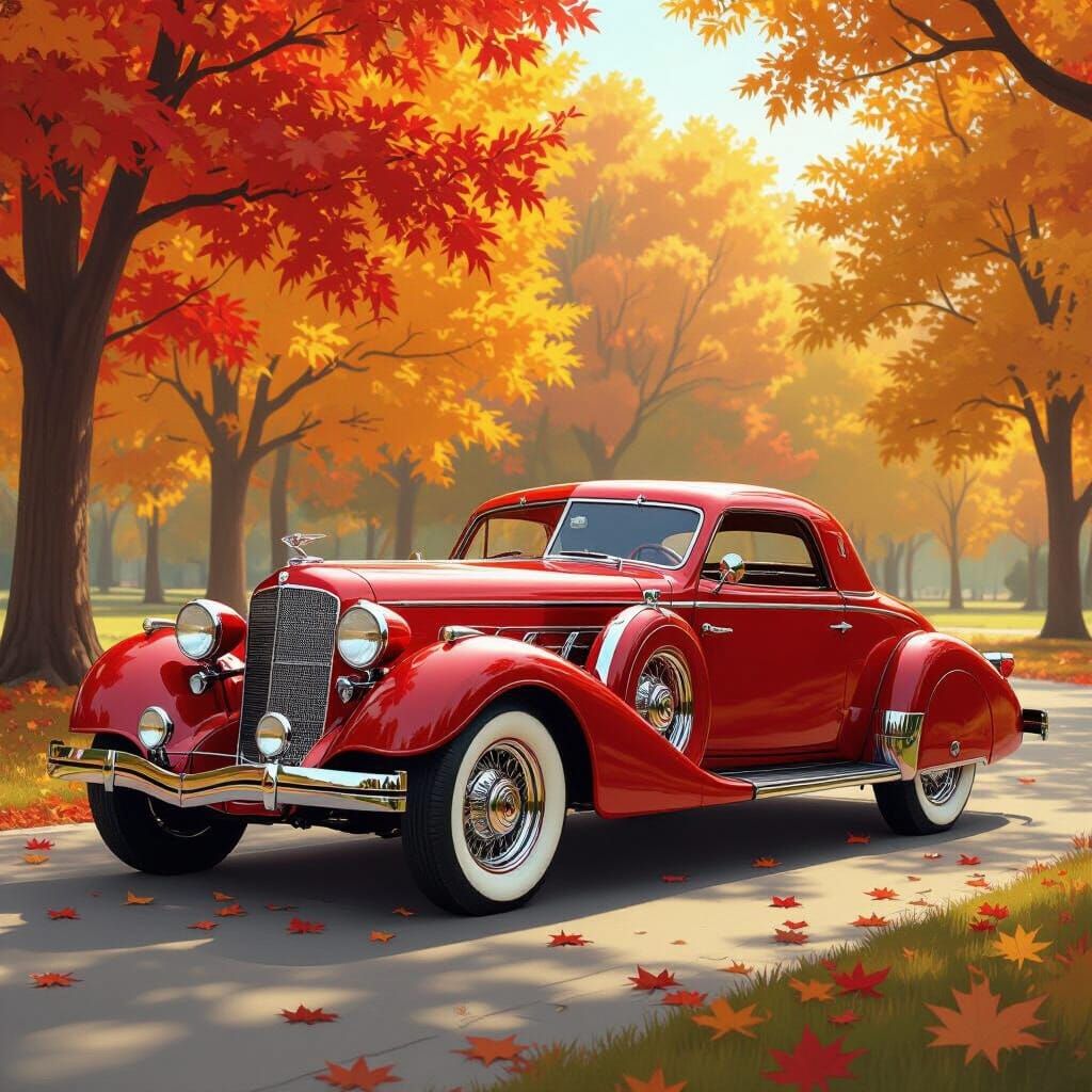1936 Auburn 852 in Vibrant Autumn Park Setting