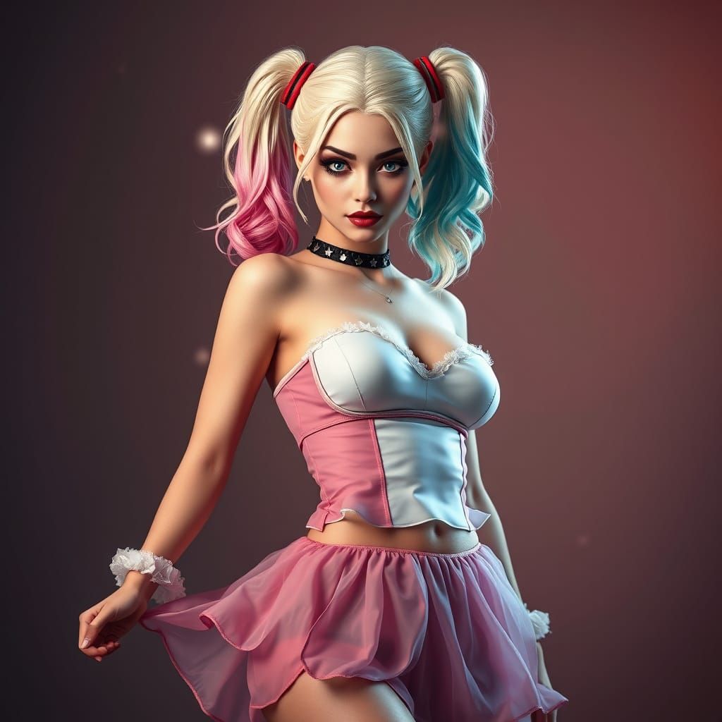 Surreal Harley Quinn Portrait in Dreamlike Light