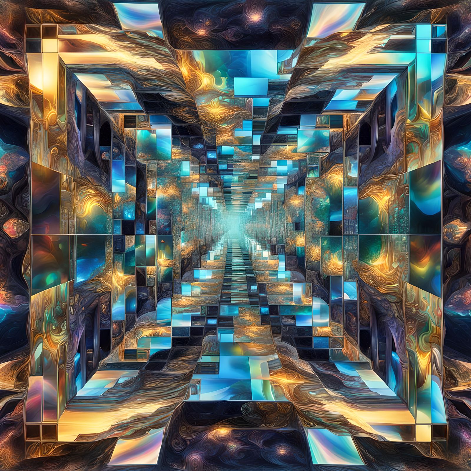 Cosmic AI Dreamscape in Prismatic Fractal Style