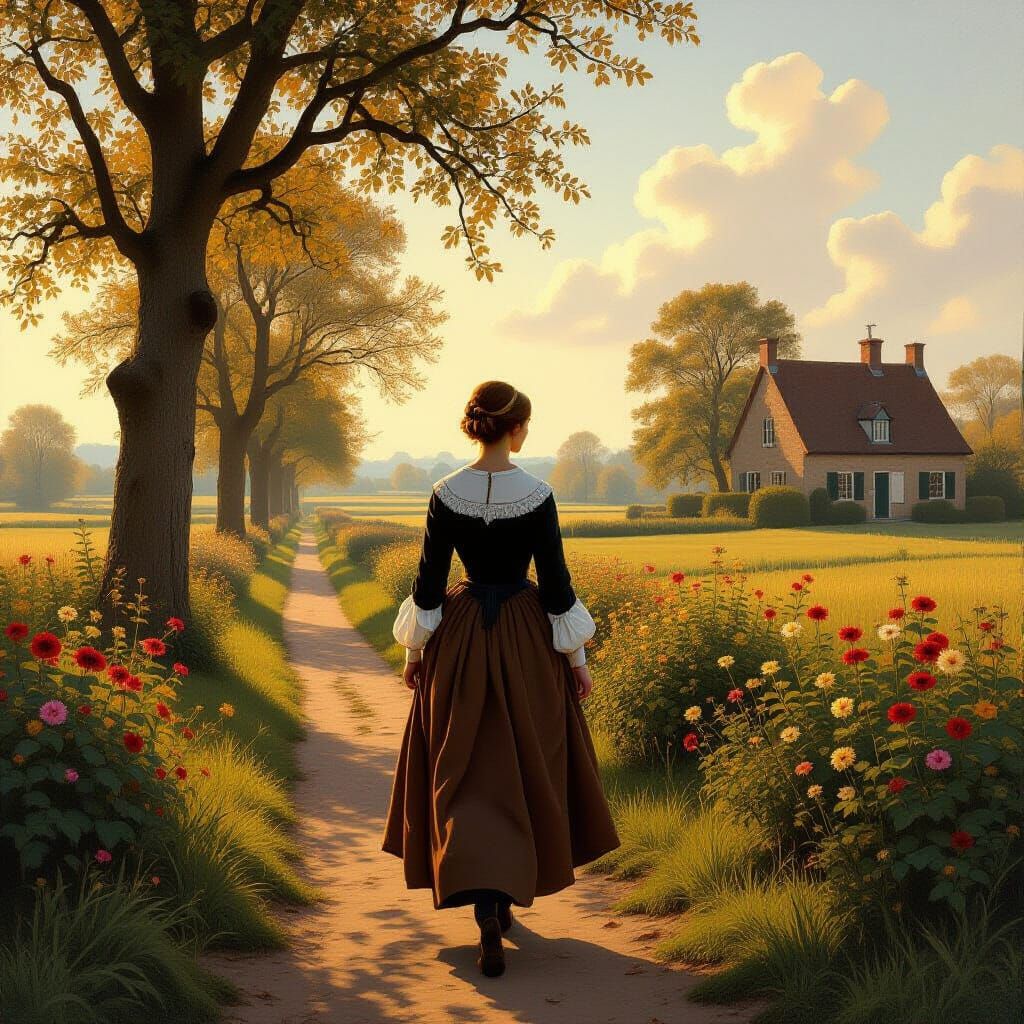 Woman in 17th Century Attire in Flemish Style