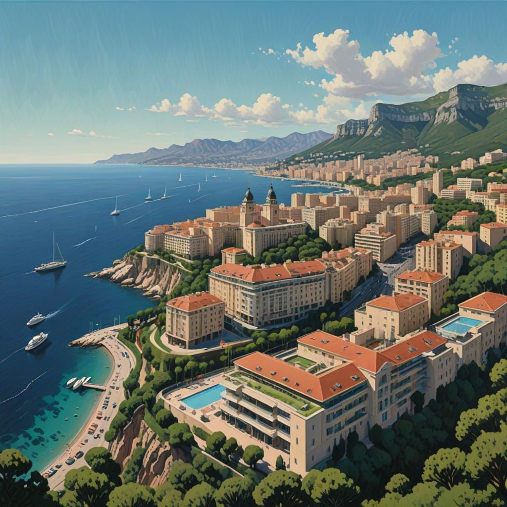 Elegant Monaco Aerial in Vibrant Colors