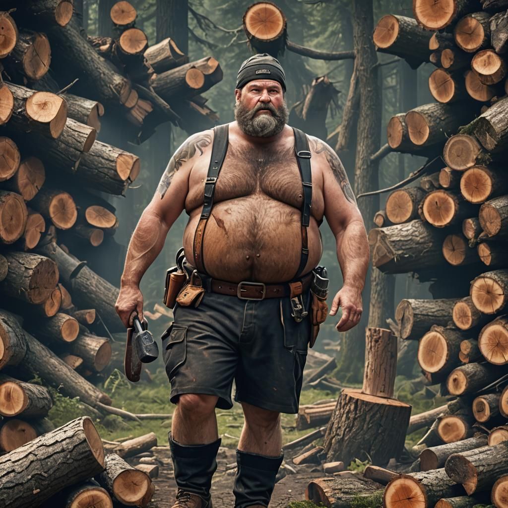 Hyperrealistic Lumberjack in Detailed Matte Painting