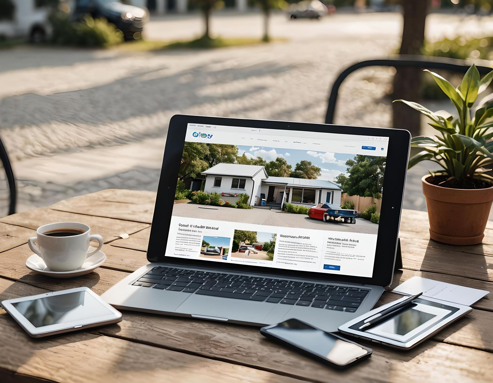 eBay on Tablet with Computer: Selective Focus