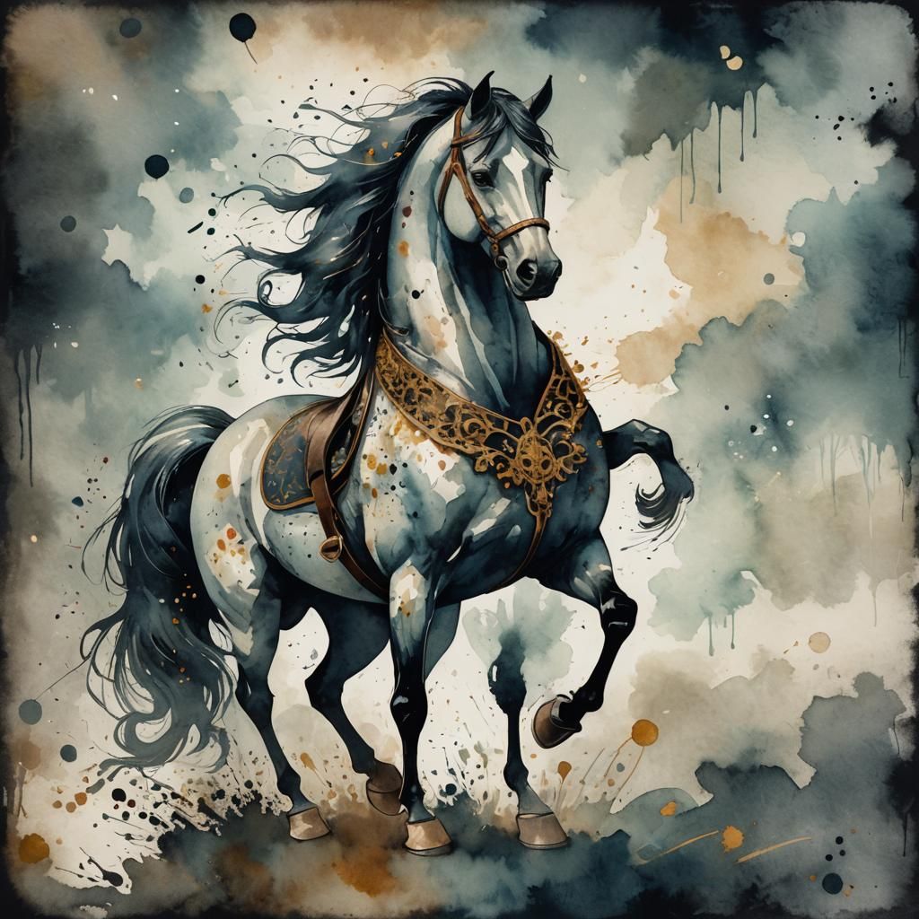 Horse in Biedermeier Style with Gothic Elements