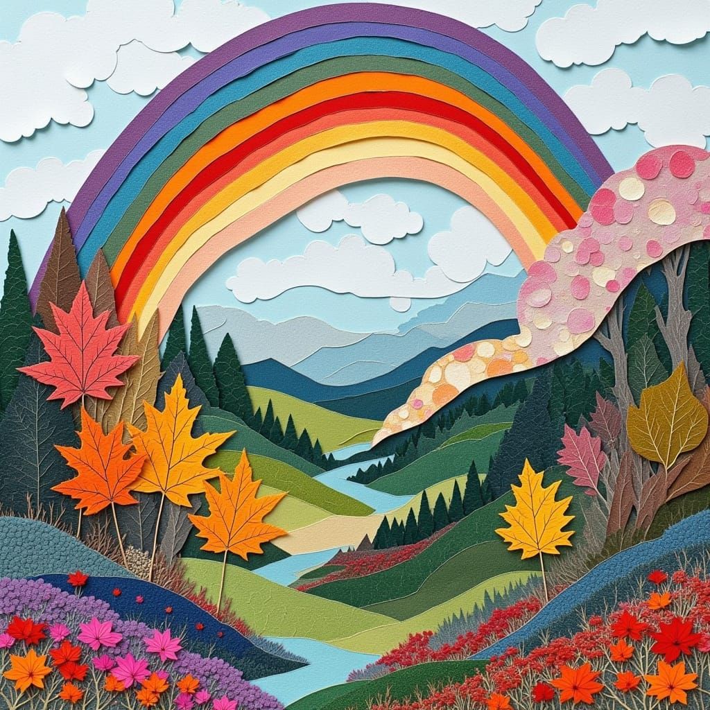 Collage-style landscape