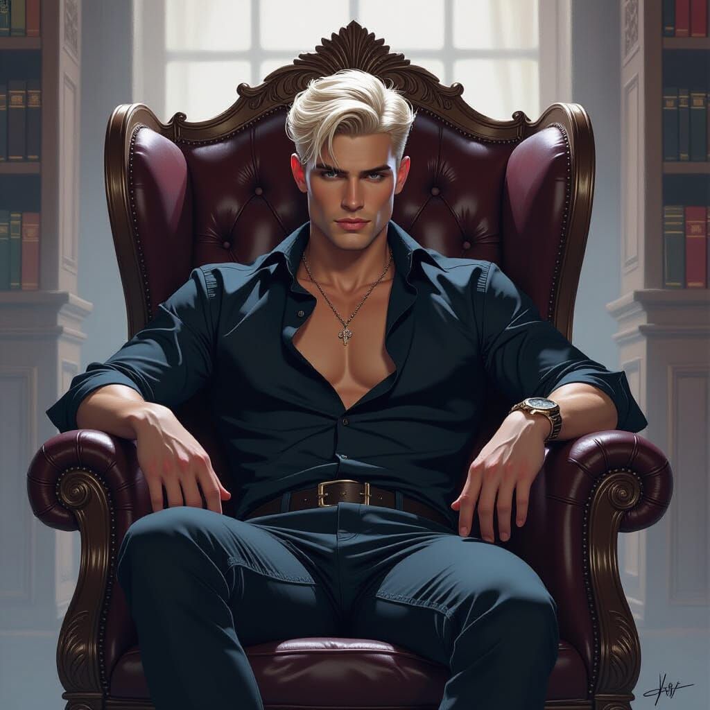 Aristocratic Blond Man in Noir Style Portrait