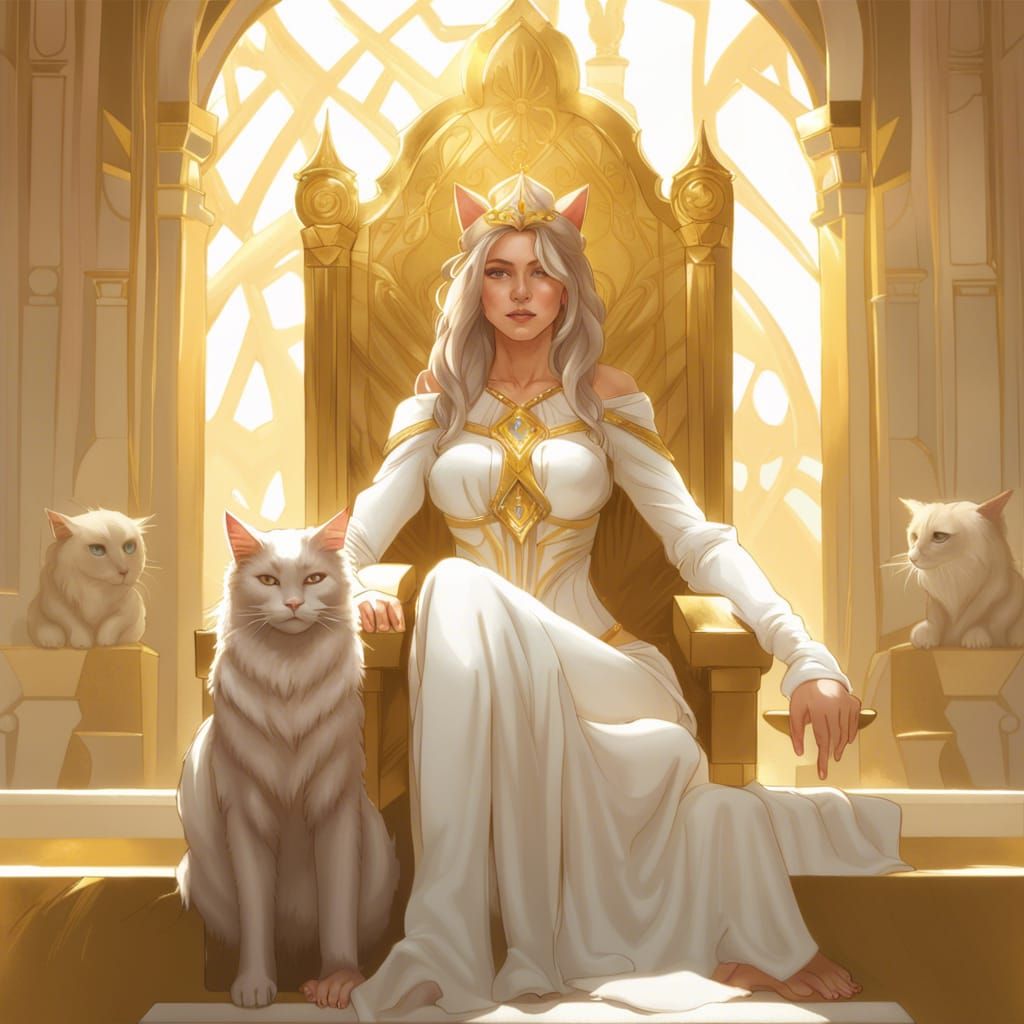 Goddess on Golden Throne: Detailed Concept Art