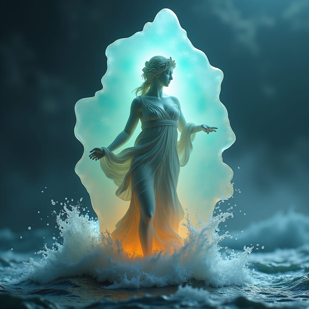 Opal Sea Glass Greek Goddess Statue