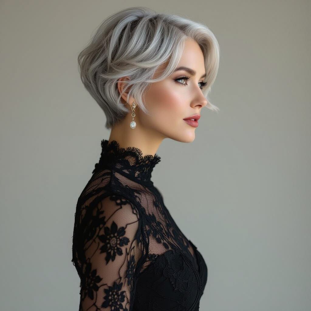 Woman in Lace Dress, Moody Atmospheric Portrait