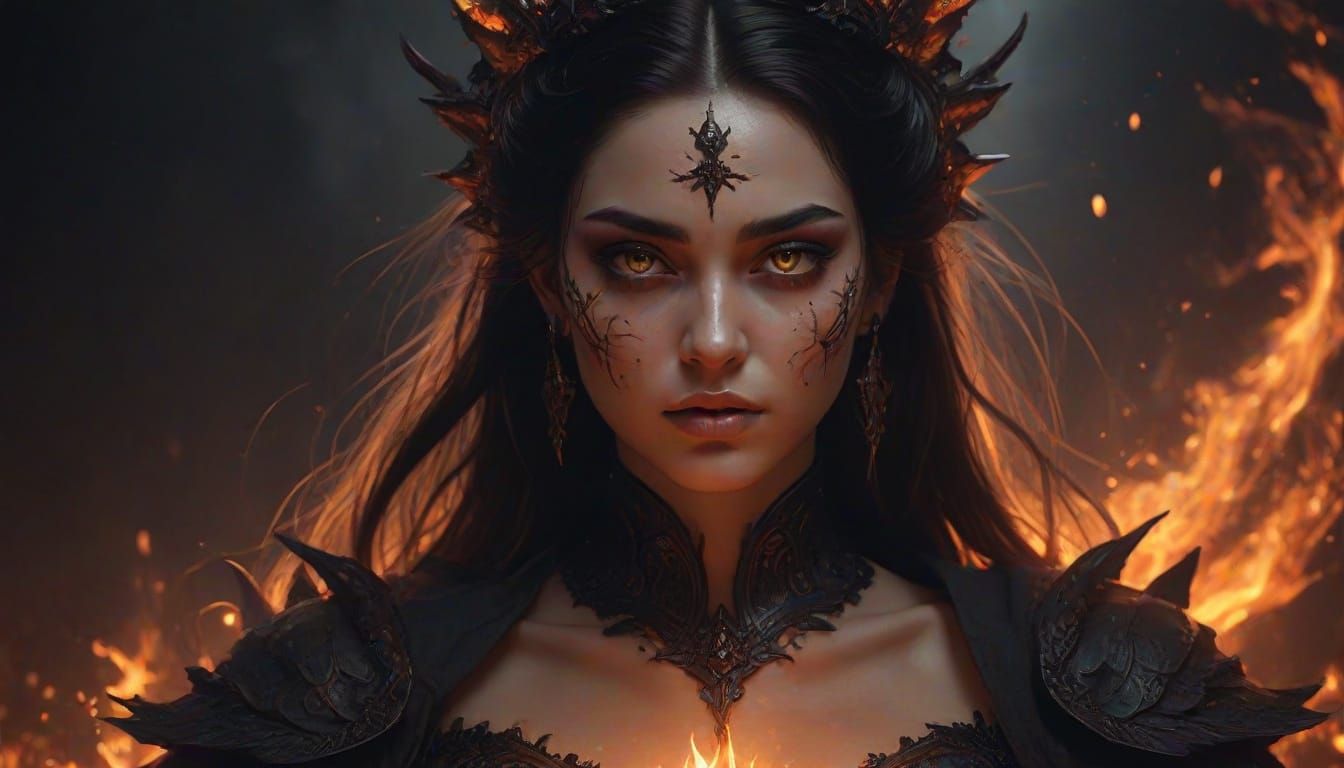 Goddess of Hell in Ethereal Dark Fantasy Style