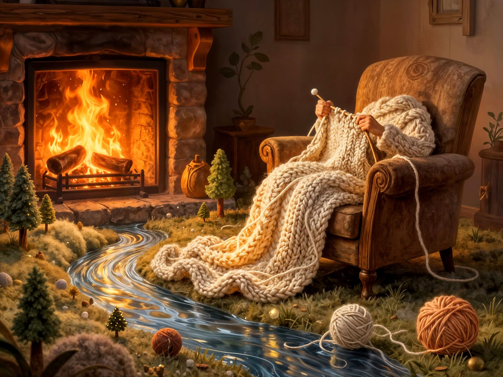 Cozy Armchair Knits a River of Light