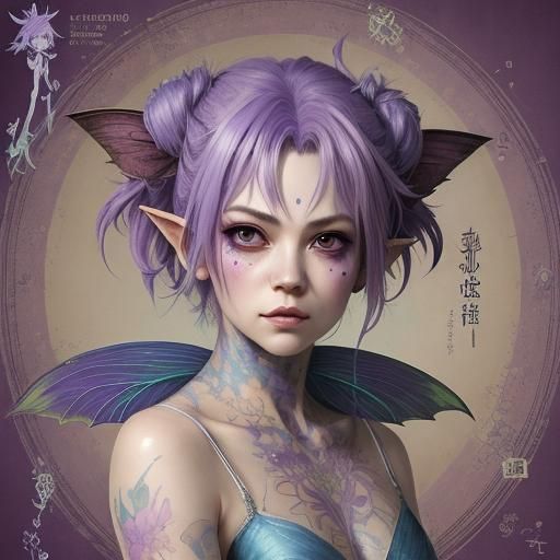 Grumpy Punk Fairy Portrait in Digital Art Style