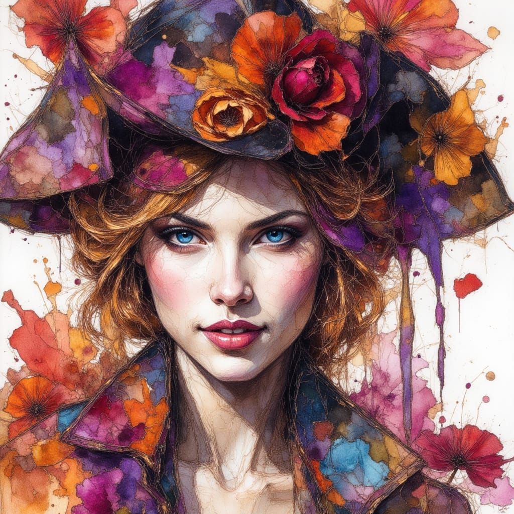 Pirate Alcohol Ink Sketch in Fantasy Style