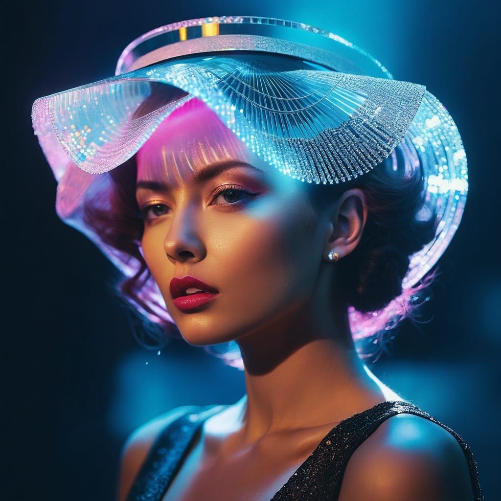 Vaporwave Cyberpunk Girl in Double Exposure