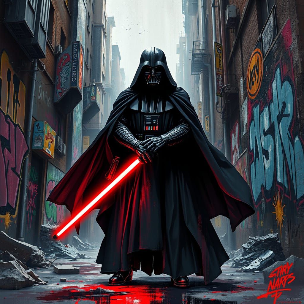 Dark Sith Lord Dominates Urban Landscape