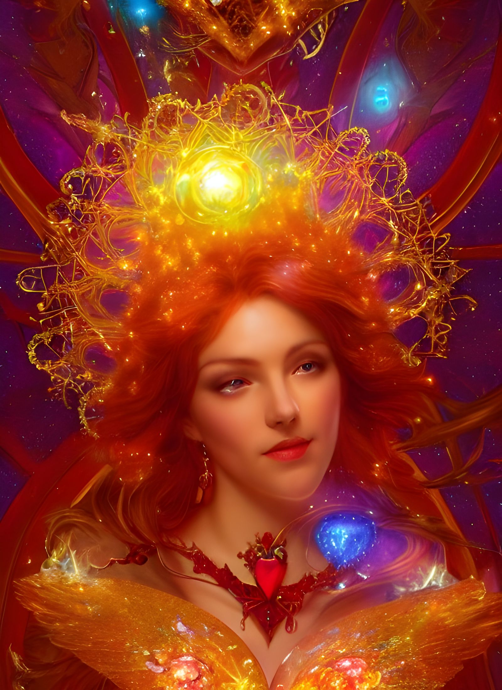 Luminous Crystal Heart in Art Nouveau Style