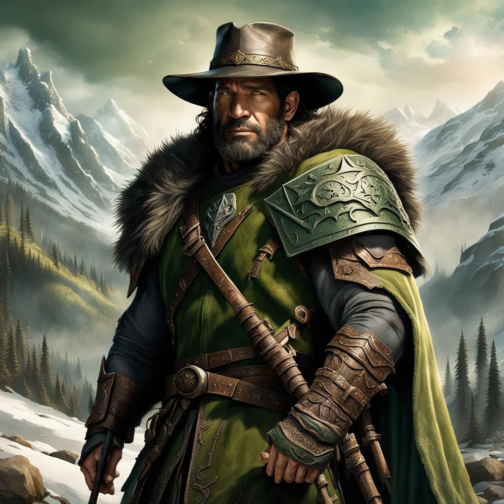 Dwarf Ranger with Cowboy Hat in Anime Style