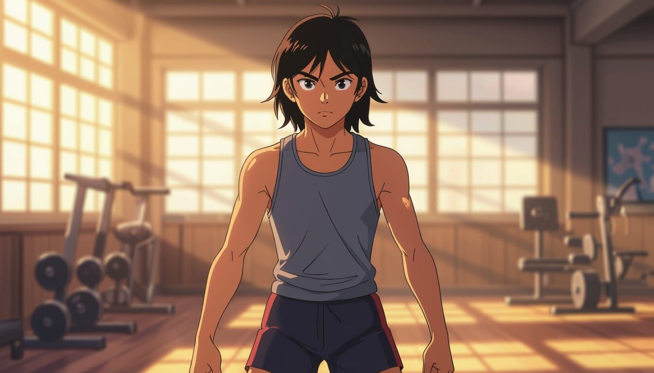 Teen Indian Athlete in Dynamic Anime Style