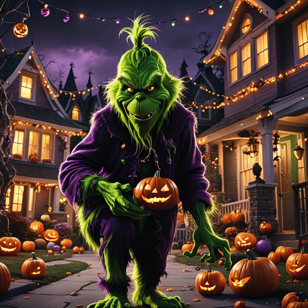 Grinch Steals Halloween: A Dark Fantasy Matte Painting