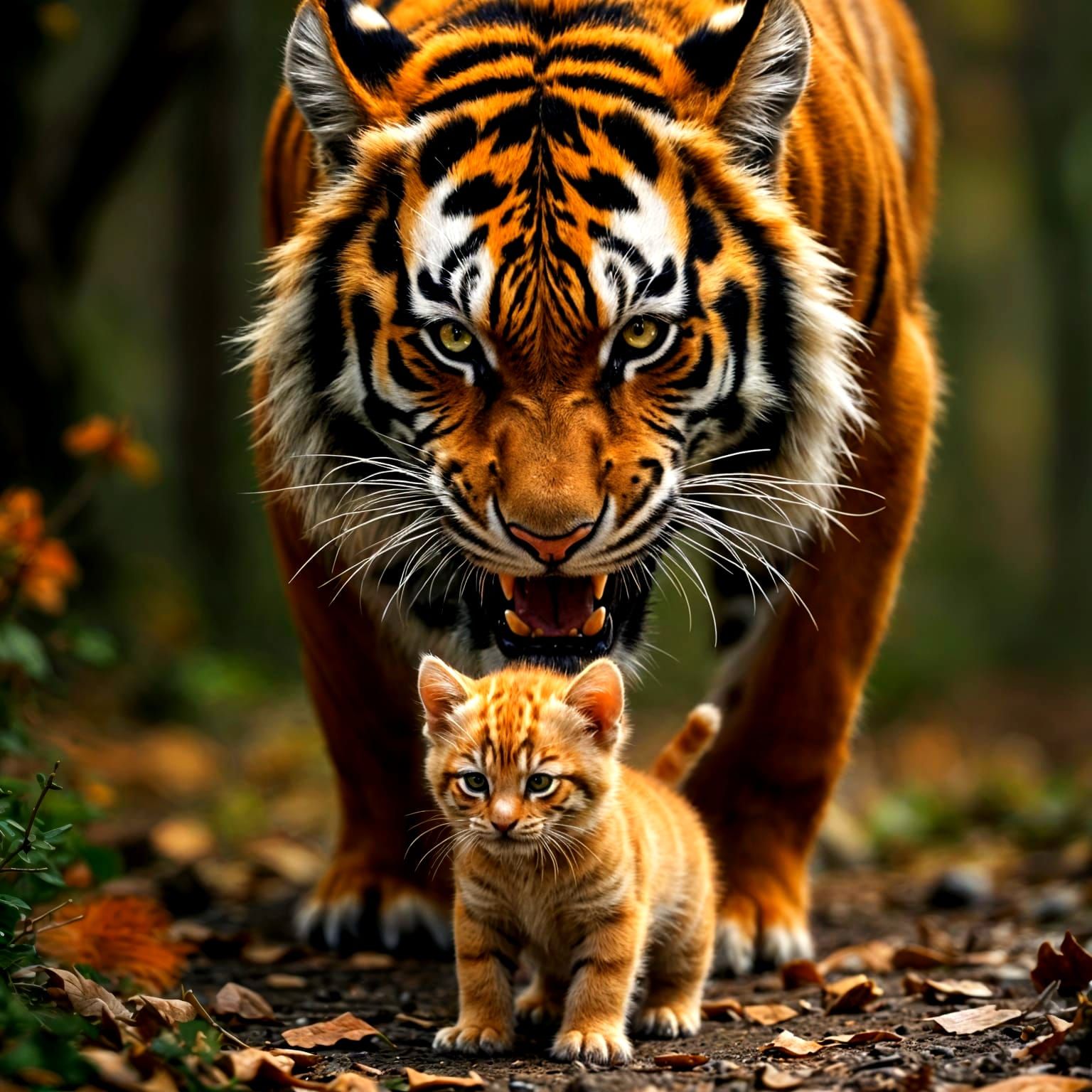 Tiger and Kitten in Holographic Style