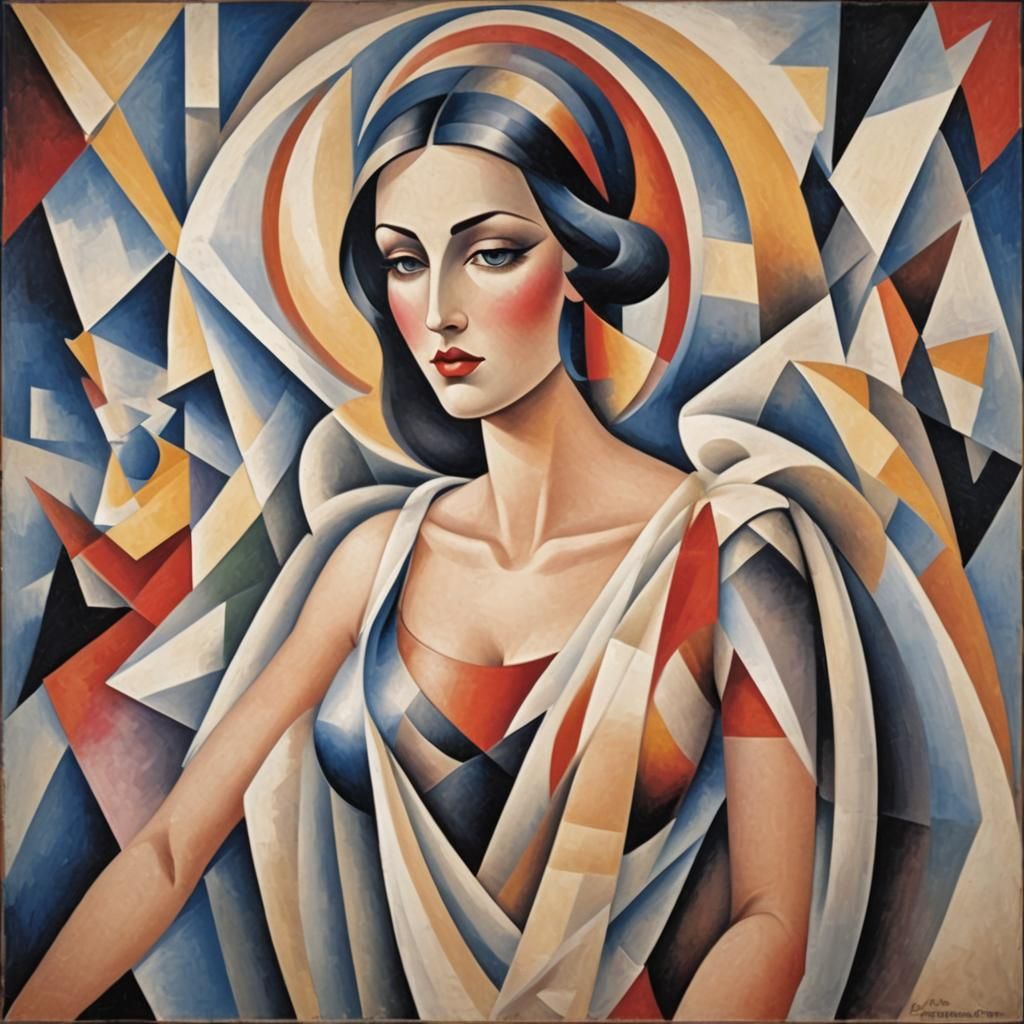 Abstract Cubist Painting: Beauty, Kindness, Truth