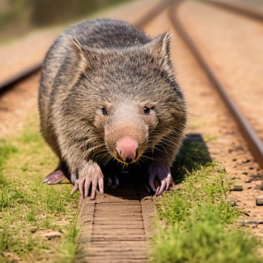 Wombat Soldier on Railway Line in 4K