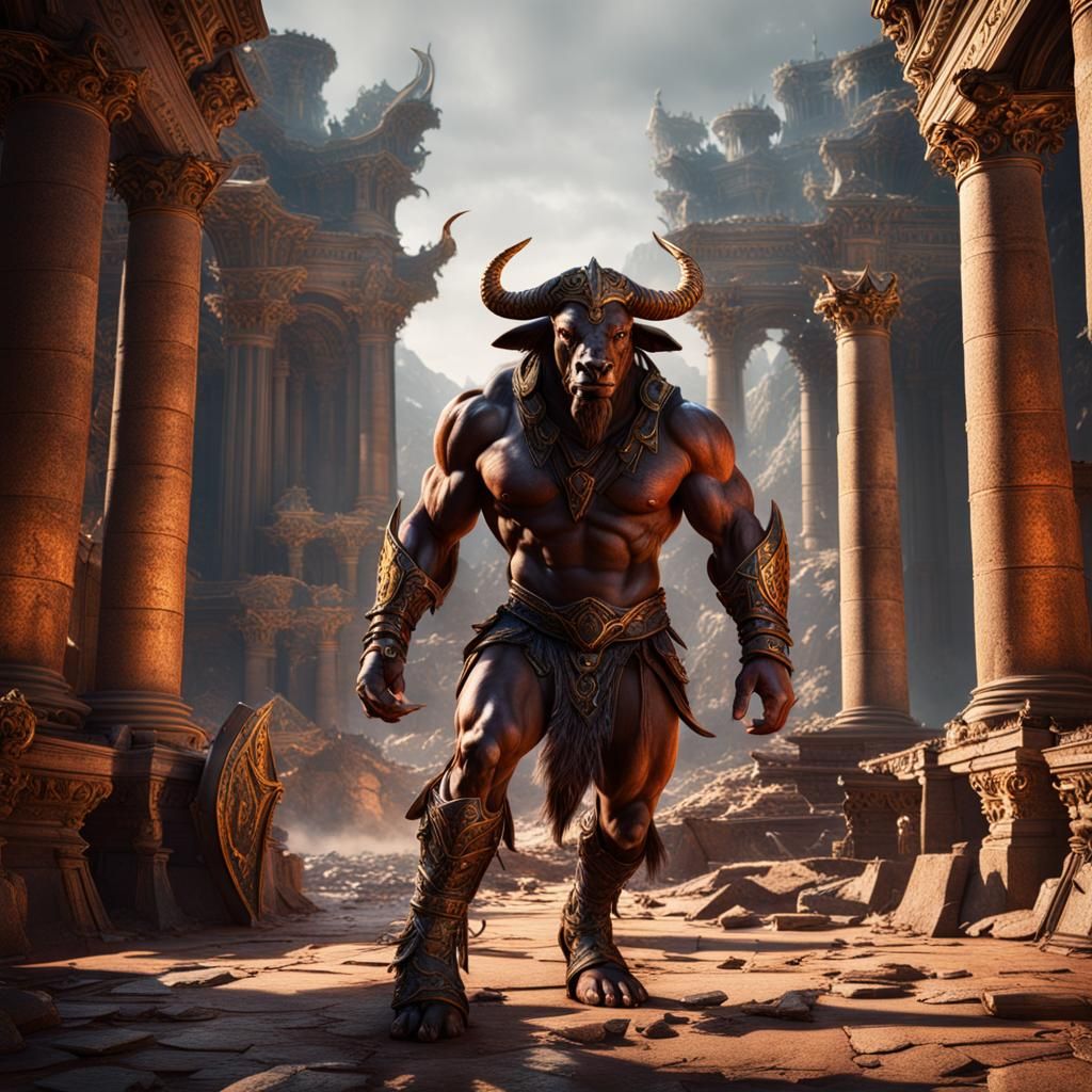 Theseus and the Minotaur: Detailed Matte Painting