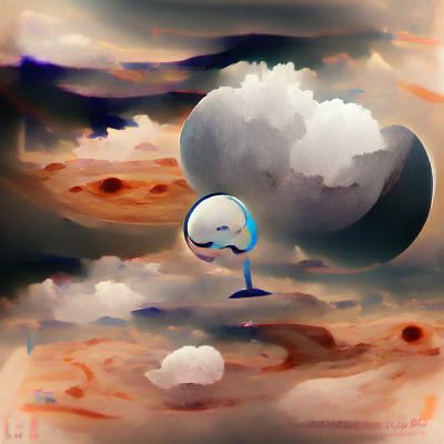 Melancholy Planet with Tears and Clouds