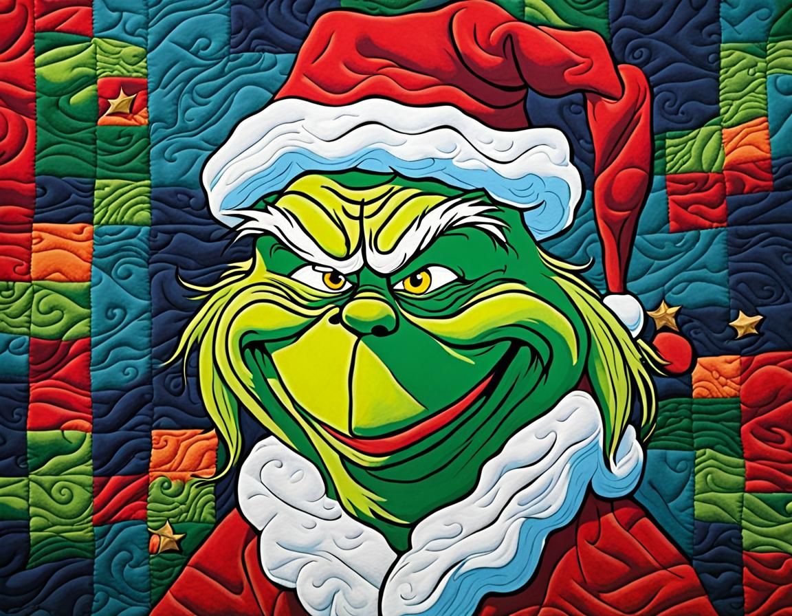 Whimsical Grinch Quilt in Arts and Crafts Style