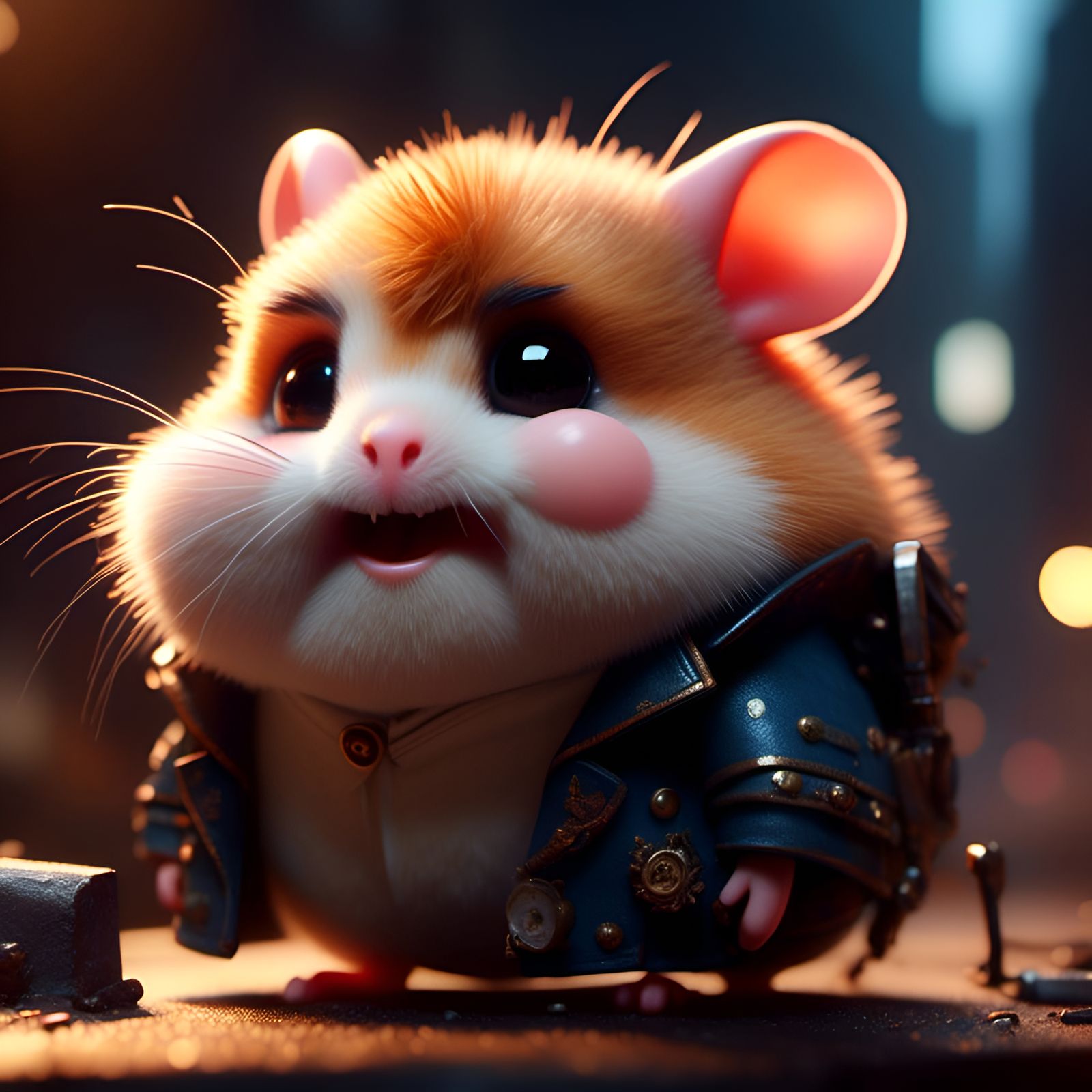 Angry Hamster Portrait in Detailed 3D Style