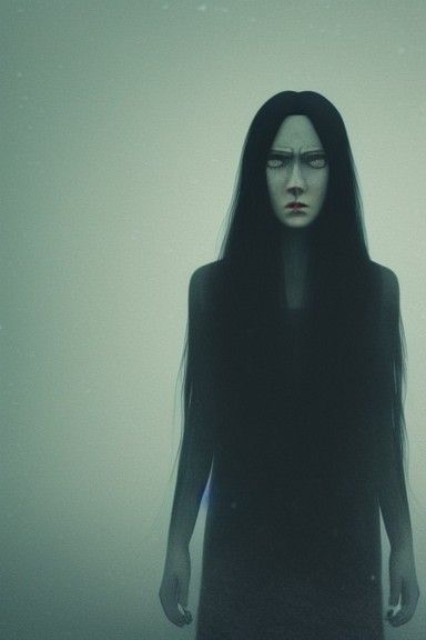 Ominous Portrait Inspired by Japanese Horror, Photorealistic