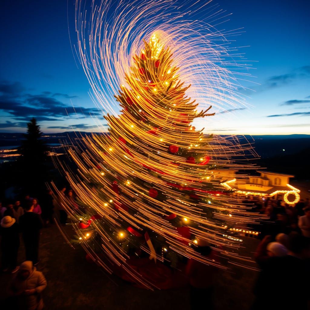 Christmas Tree Swirled in a Twisting Vortex