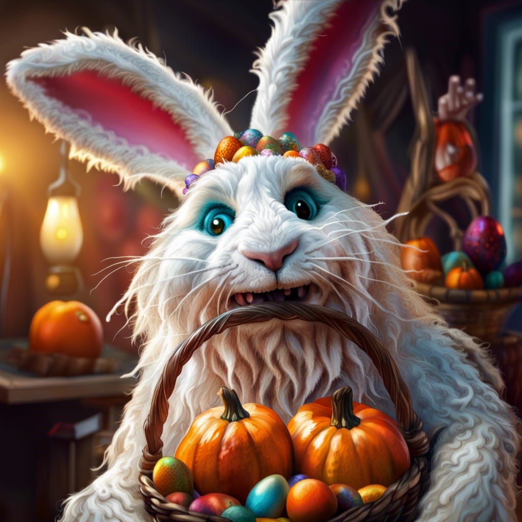 Scary Zombie Easter Bunny with Basket