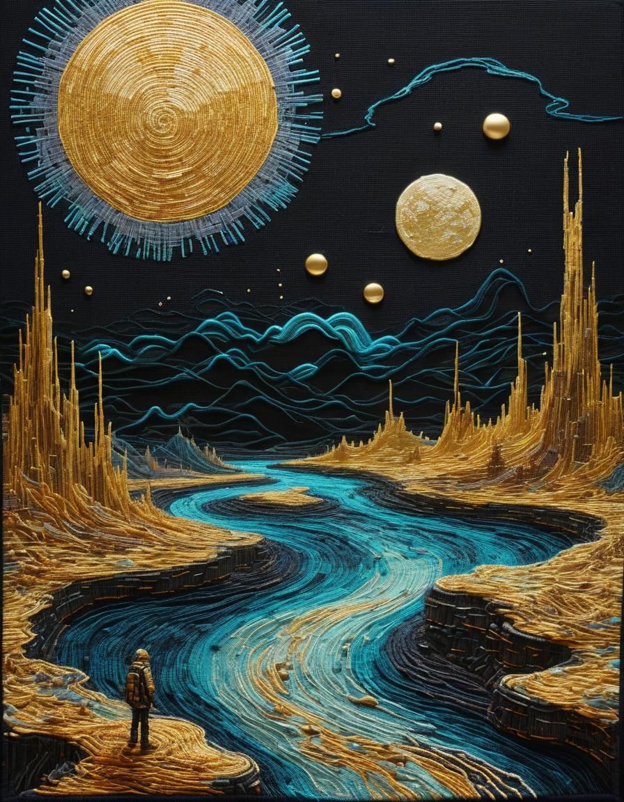 Ethereal Cyberpunk Art of Jane Jay in Gold